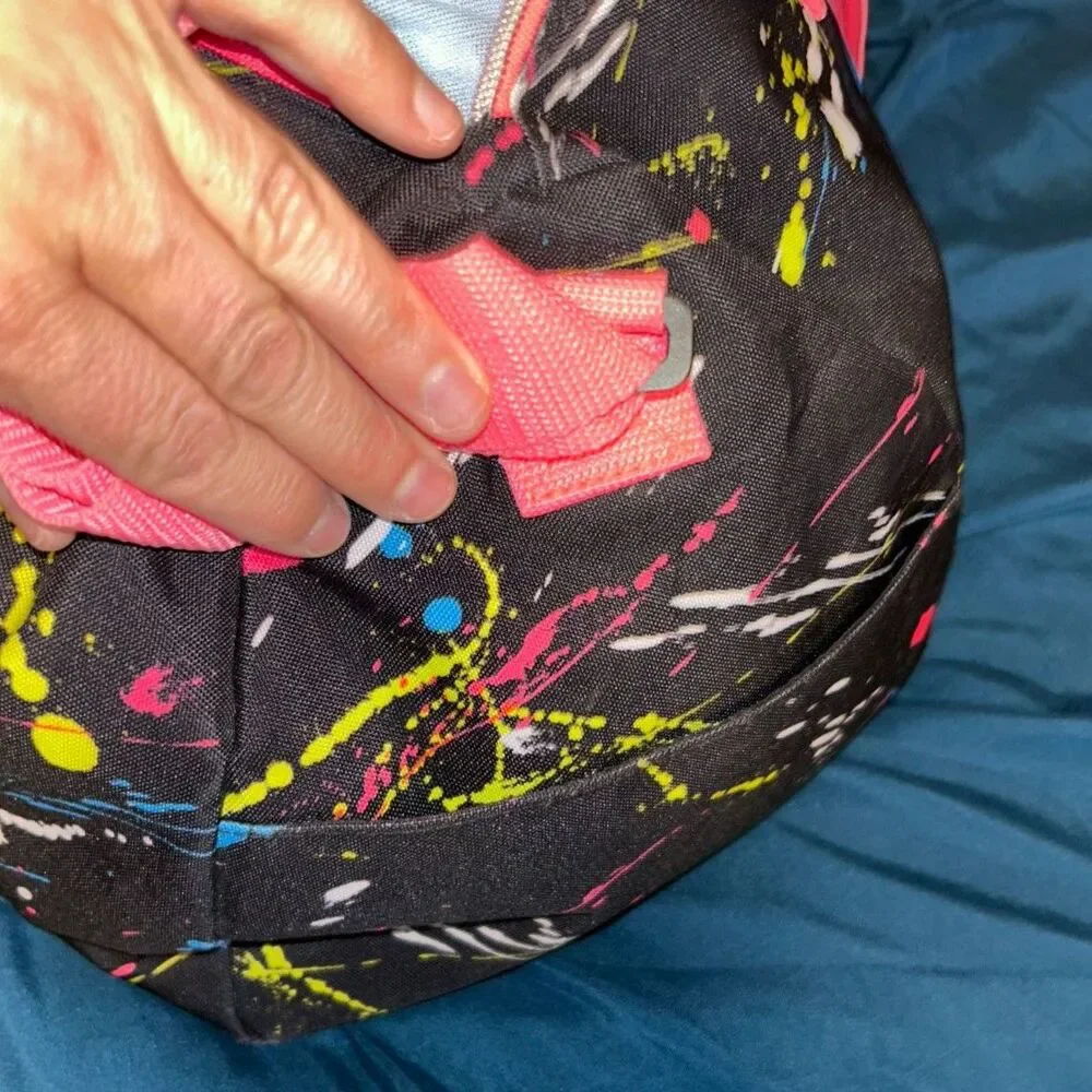 Justice Love Dance Paint Splatter Duffle Bag – Black Neon Pink Dance Bag